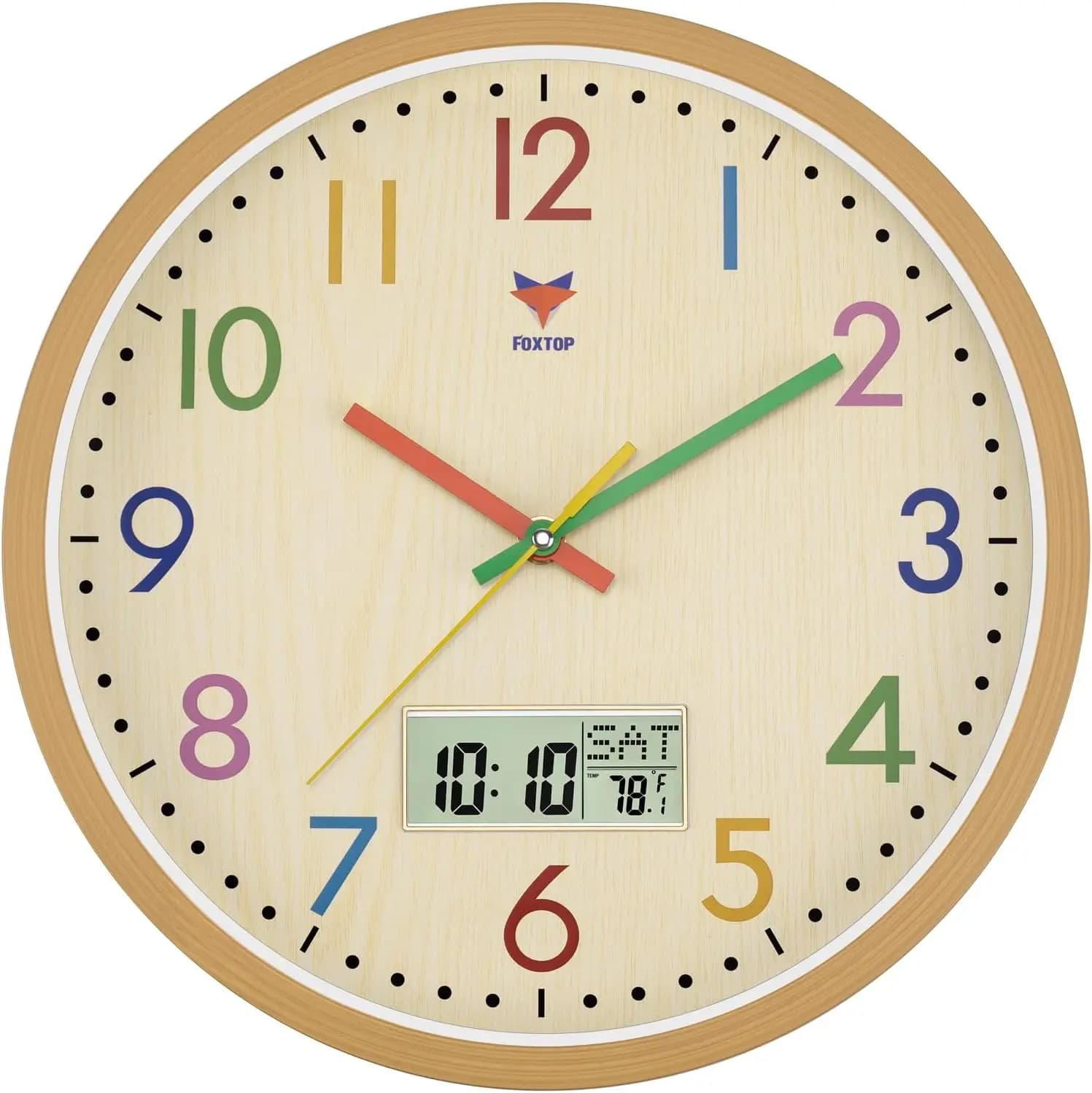 Orologio da Parete Silenzioso per Bambini con Display Digitale, Orologio Analogico da 12 Pollici per Arredamento Camera, Funzionamento a Batteria
