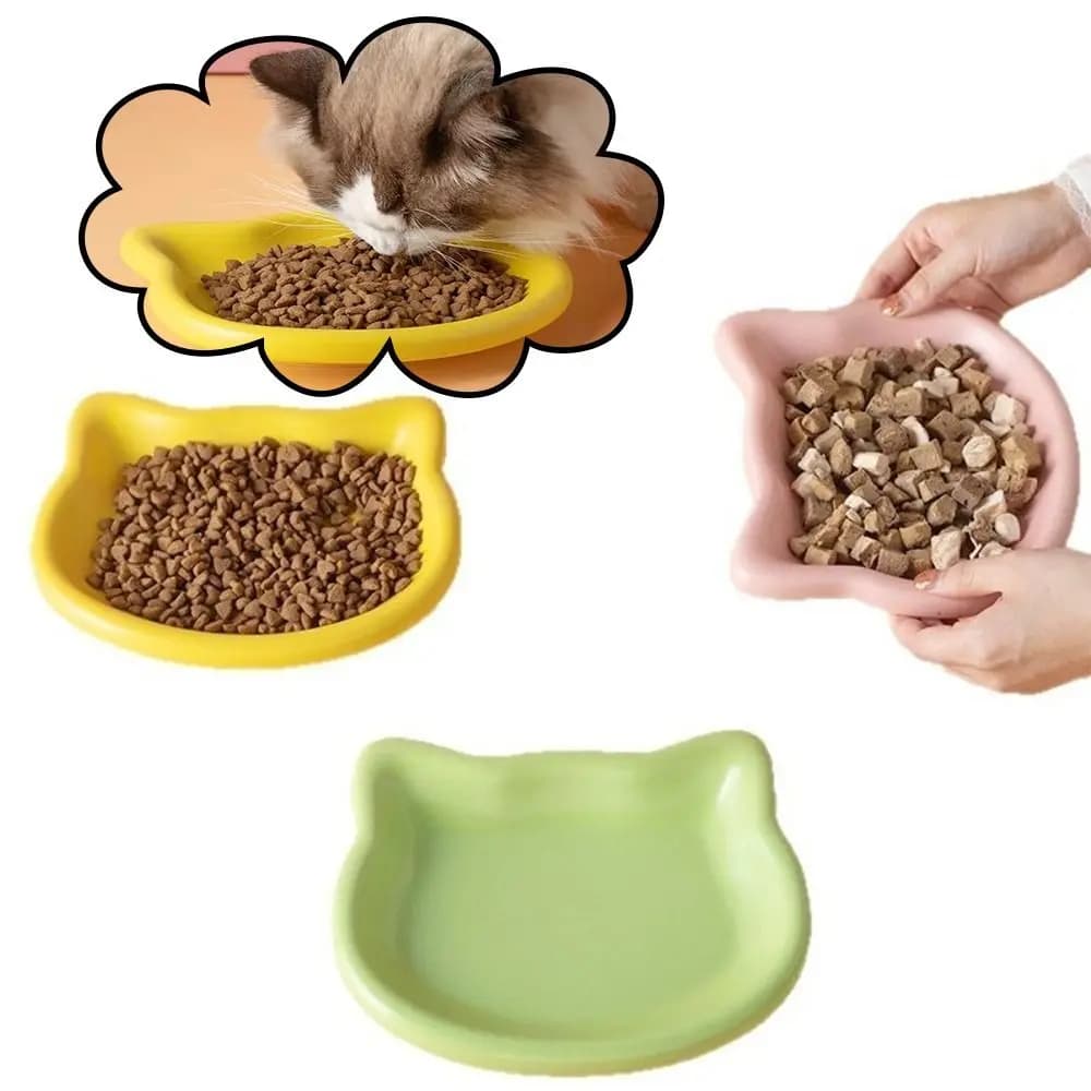 Ciotola per Gatti a Forma di Gatto Carino, Antiscivolo in Plastica, Anti-Ribaltamento, per Cibo e Acqua, per Gattini e Animali Domestici