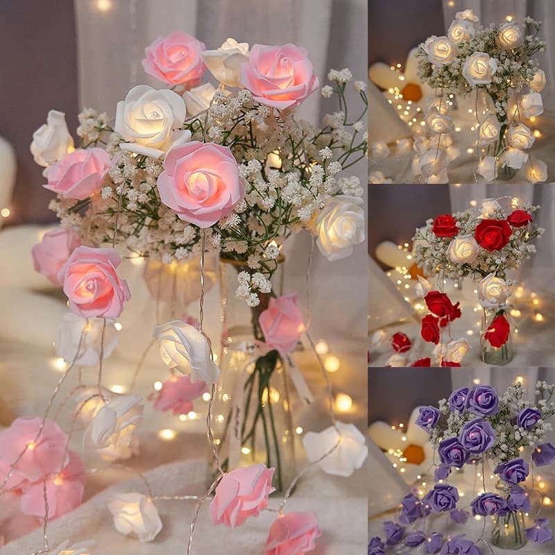 1.5M Rose String Lights rosso rosa bianco Rose Fairy Light String Home Garden Decor Light san valentino decorazioni fai da te forniture per matrimoni