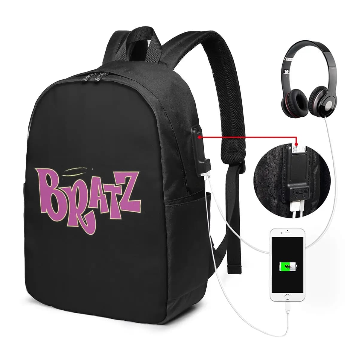 Zaino con logo Bratz, borsa da viaggio per notebook, borsa per computer, borsa per studenti universitari, borsa per laptop, borse a tracolla per uomo e donna