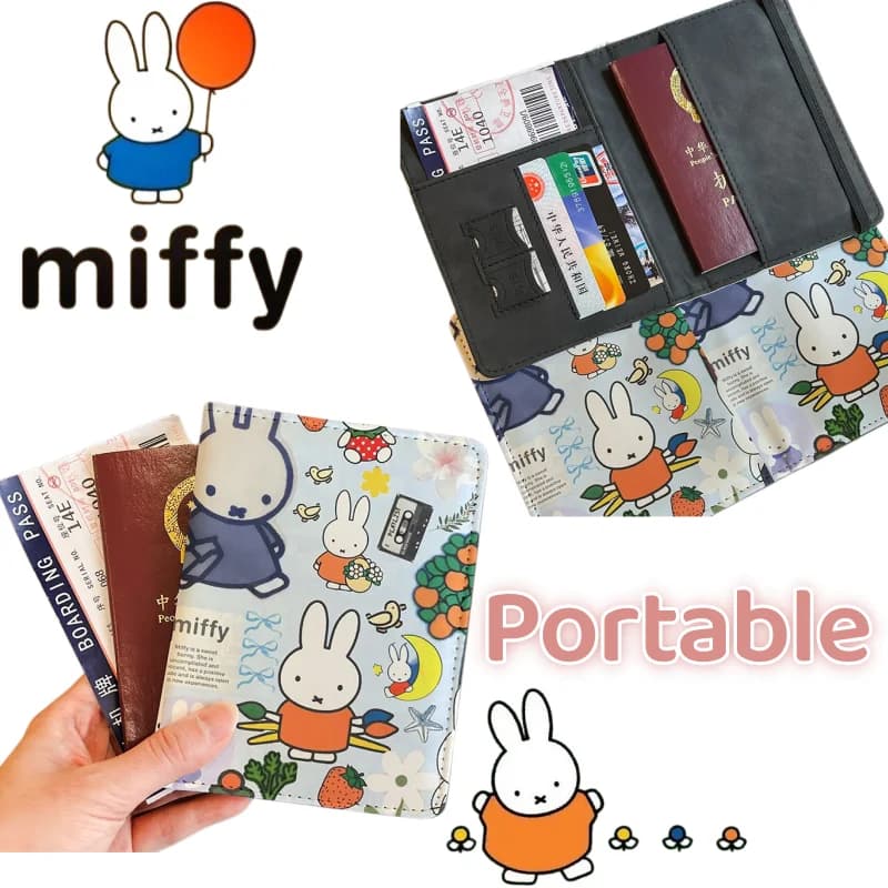 Porta Documenti Creativo Miffy con Stampa Coniglio Cartone Animato, Stile Femminile, Elevato Valore Estetico, Custodia da Viaggio
