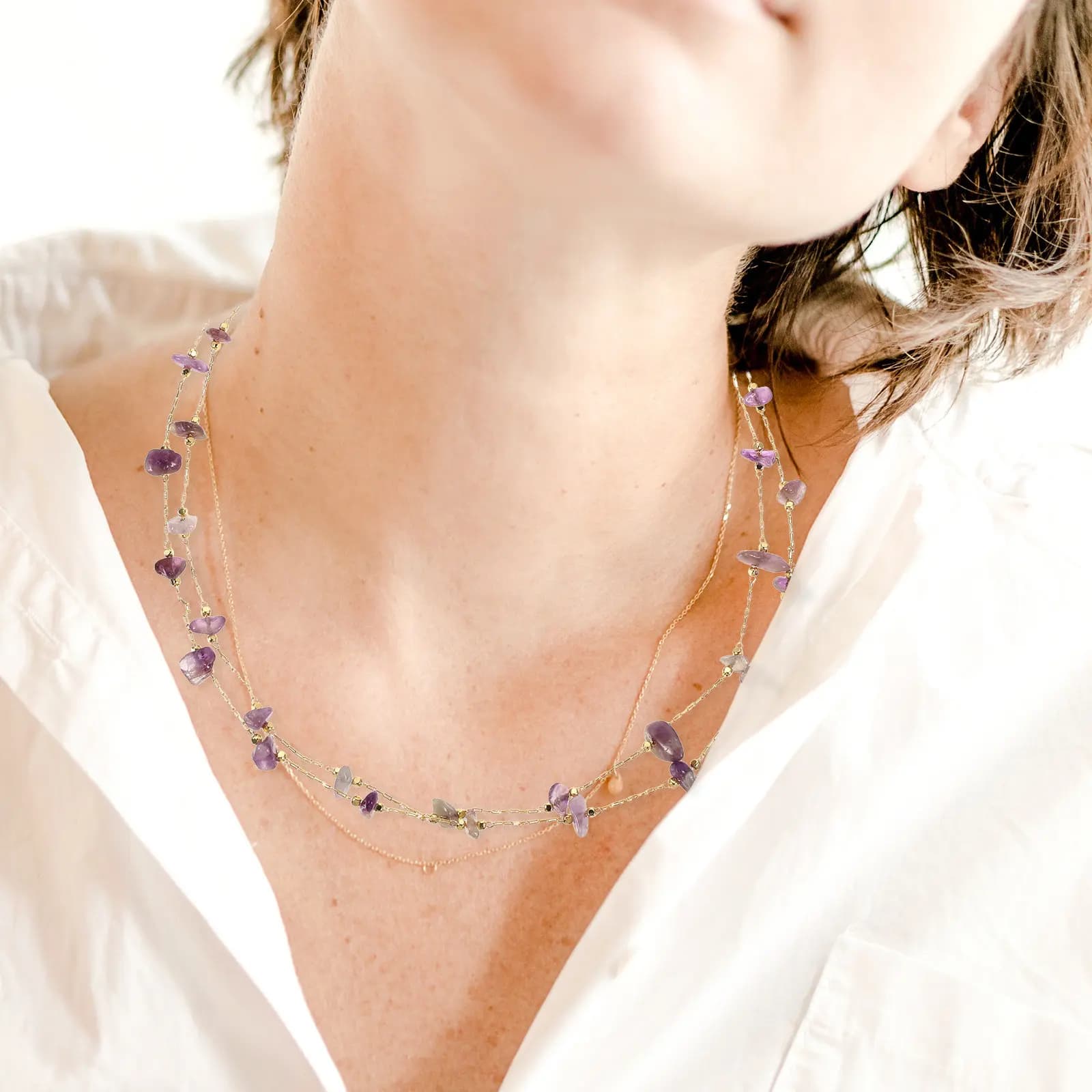 2 rotoli di catene con perline di pietra naturale, decorativi, fai da te, per realizzare collane e braccialetti, accessorio multifunzionale per la creazione di gioielli