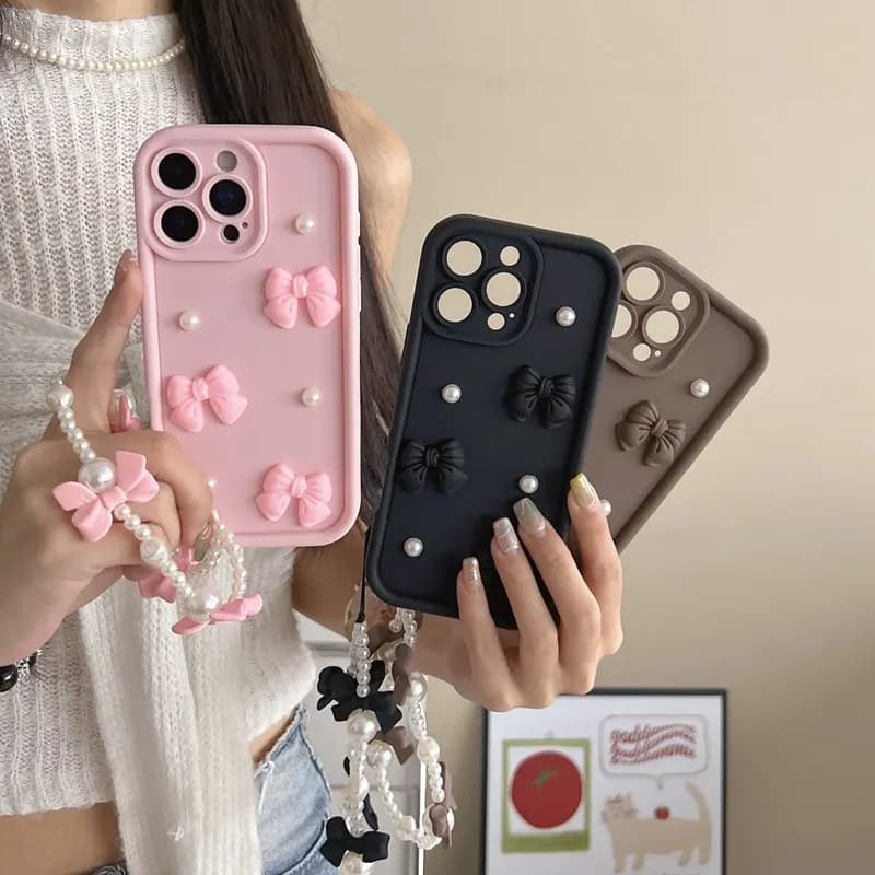 Papillon Perla Catena Corda Cassa Del Telefono Per Samsung Galaxy A14 A24 A34 A54 A13 A33 A53 A73 5G A52 A32 A31 A51 4G Copertura Della Corda Del Silicone