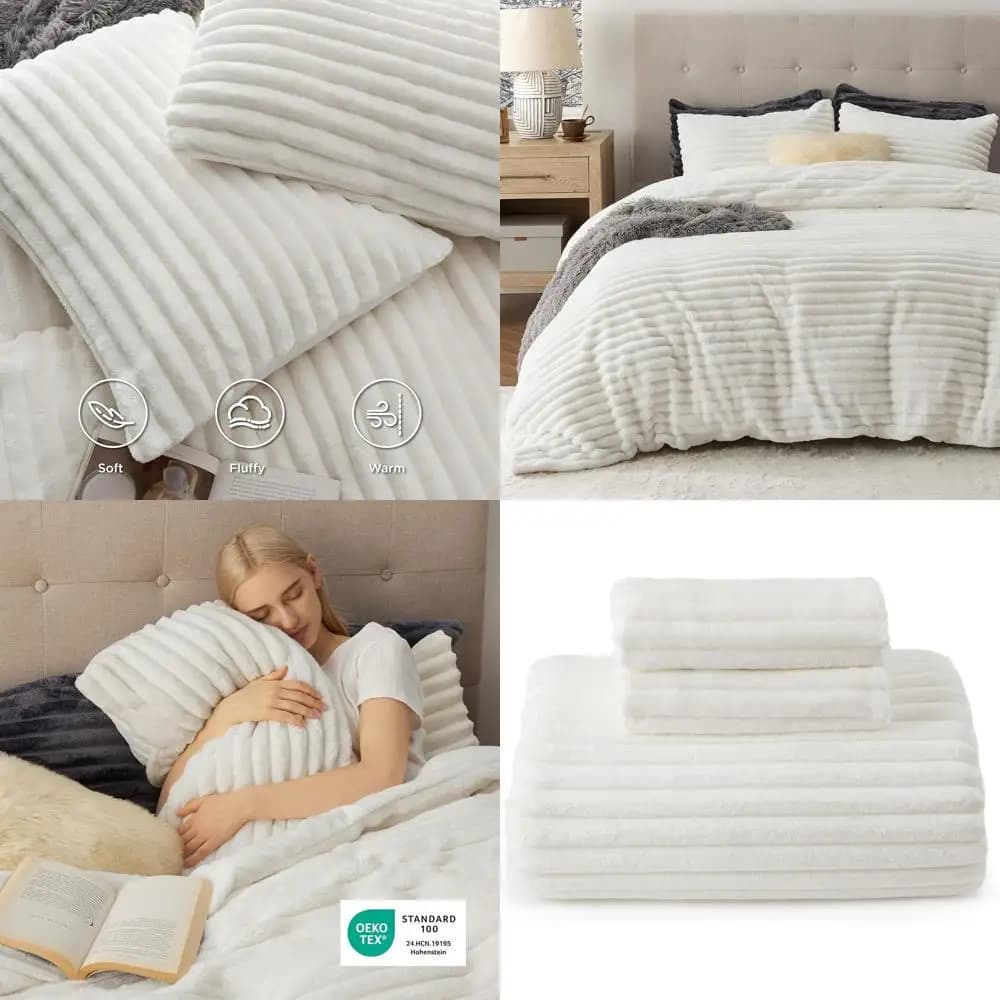 Set copripiumino soffice - Copripiumino peloso in peluche ultra morbido king size, set letto in caldo pile di flanella per l'inverno, 3 pezzi (S