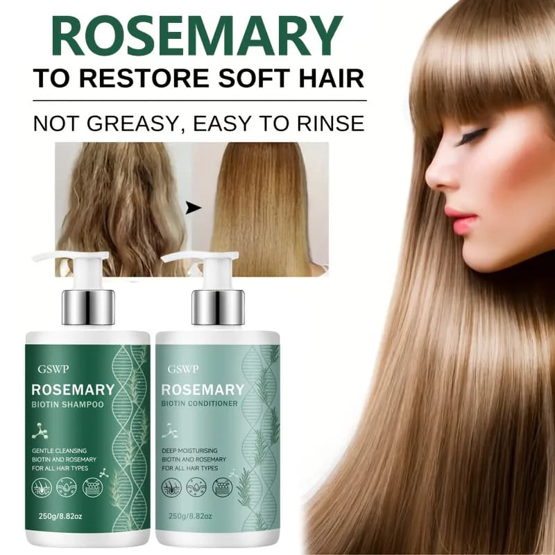 GSWP Rosemary and Biotin Hair Set: Castor and Keratin Oil, 7-in-1 for deep hydration, delicate cleaning, sebum control. 250g+250g