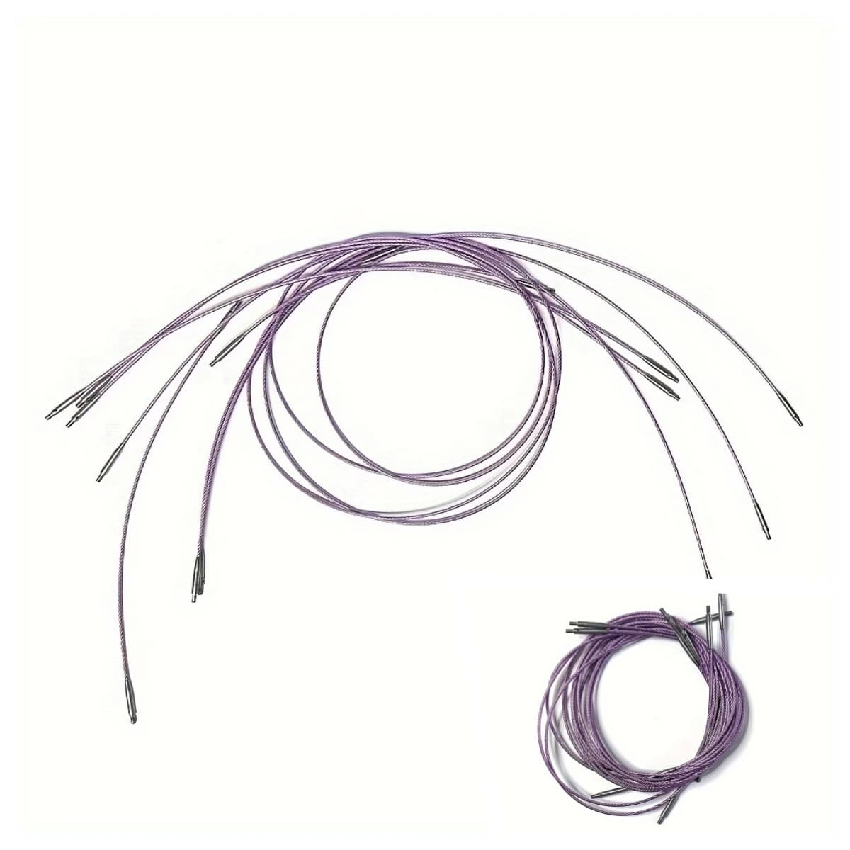 Ago da maglia circolare intercambiabile da 2 pezzi Linea di collegamento Connettore in metallo con motivo a spirale 20 30 40cm60cm80cm100cm Tappi per aghi