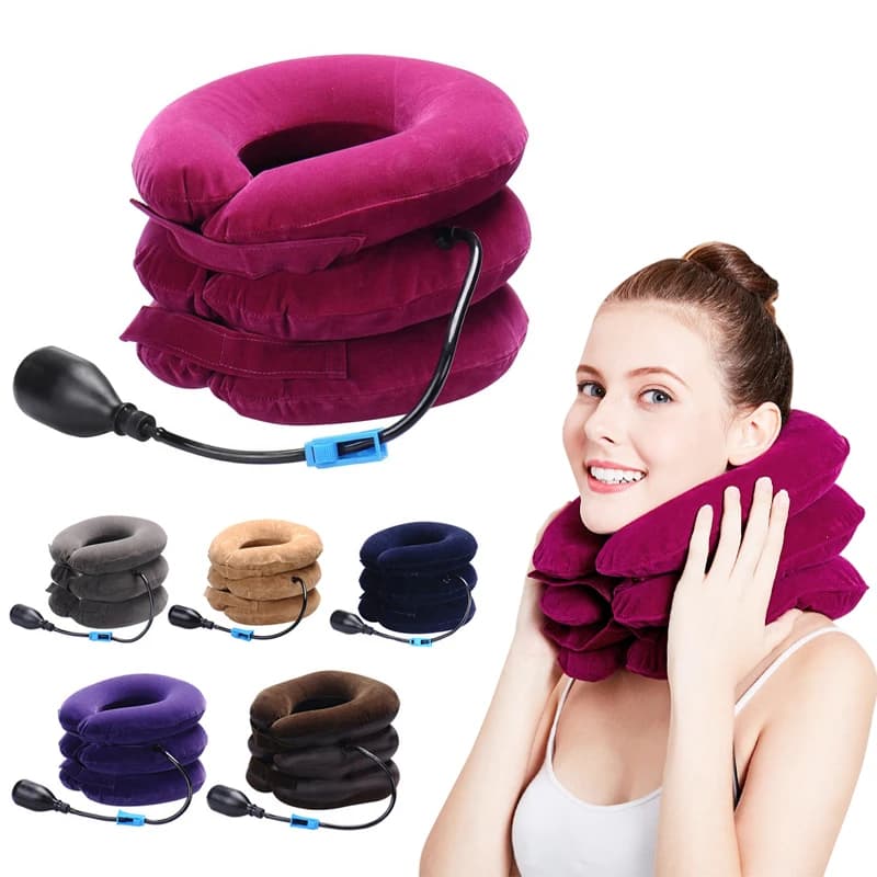 Air Inflatable Cervical Traction Collar Brace Pillow Chiropractic Pain Relief Neck Relax Cushion Support Protection Stretcher A2