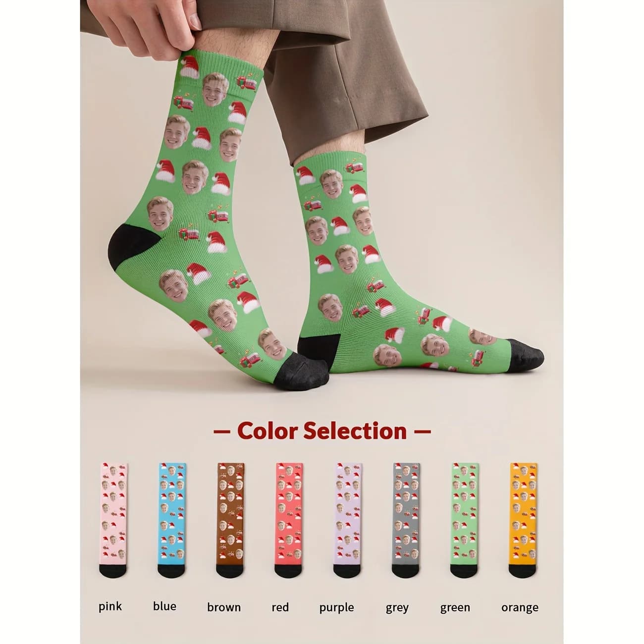 1 pair (single and double packaging) personalized photo couple customized socks-socks with customizable head, printed with your