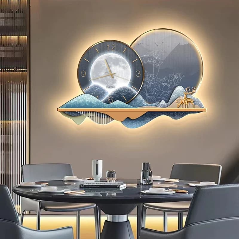 Orologi da Parete Artistici e Silenziosi, Design Minimalista Europeo, Orologio da Parete LED Creativo ed Estetico per Interni