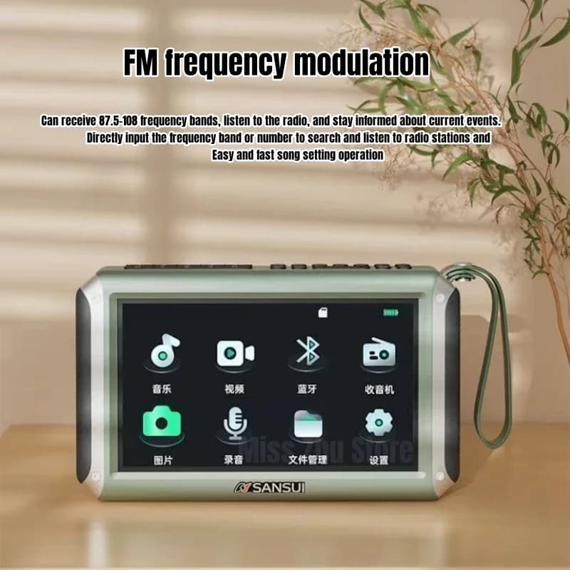 SANSUI F55 Radio FM portatile Display video radio Altoparlanti Bluetooth wireless Doppio slot per schede TF Lettore musicale MP4 Video E-book