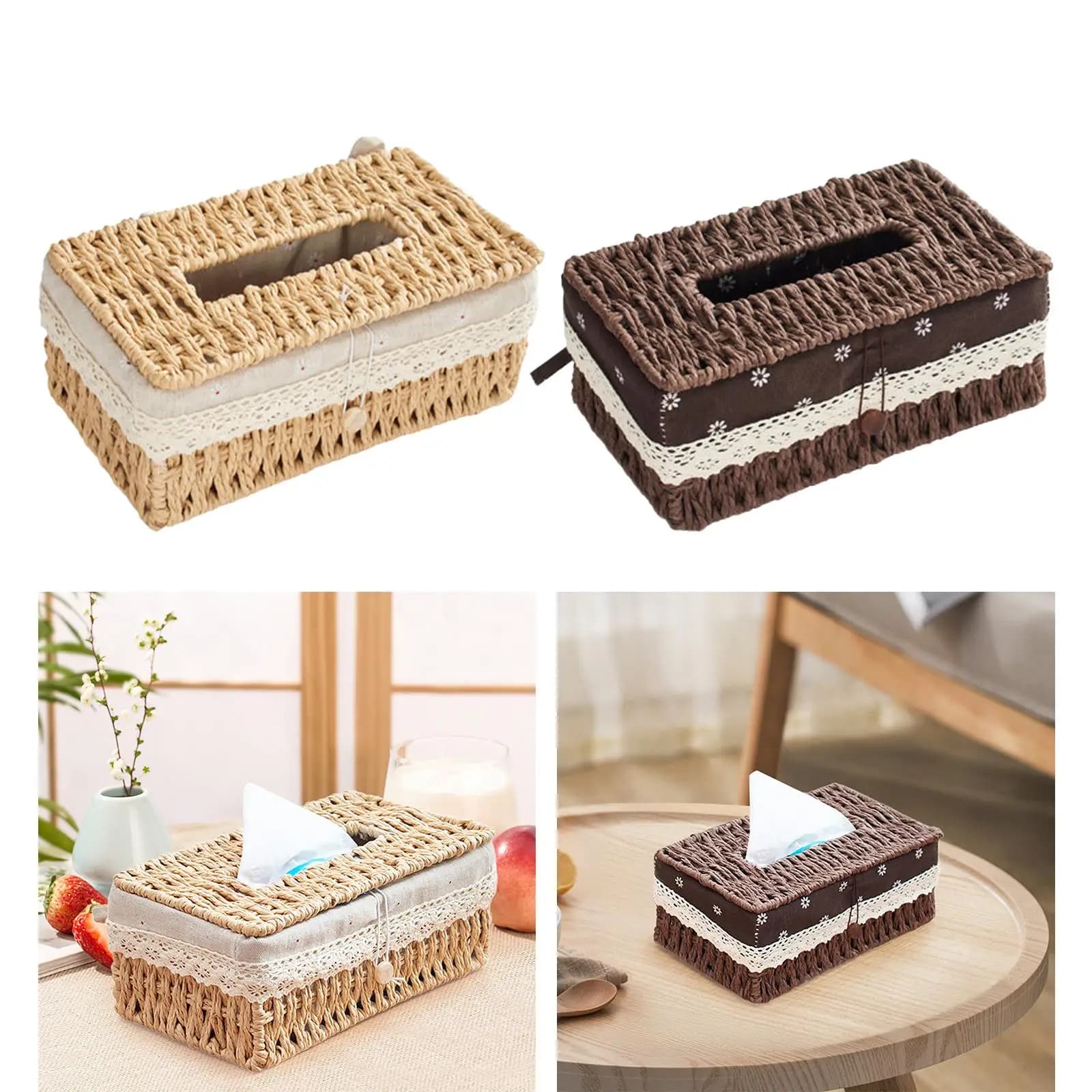 Portatovaglioli per il viso coperchio per scatola in tessuto intrecciato con coperchio Organizer per bagno rettangolare da scrivania, Dispenser per tovaglioli per carta igienica