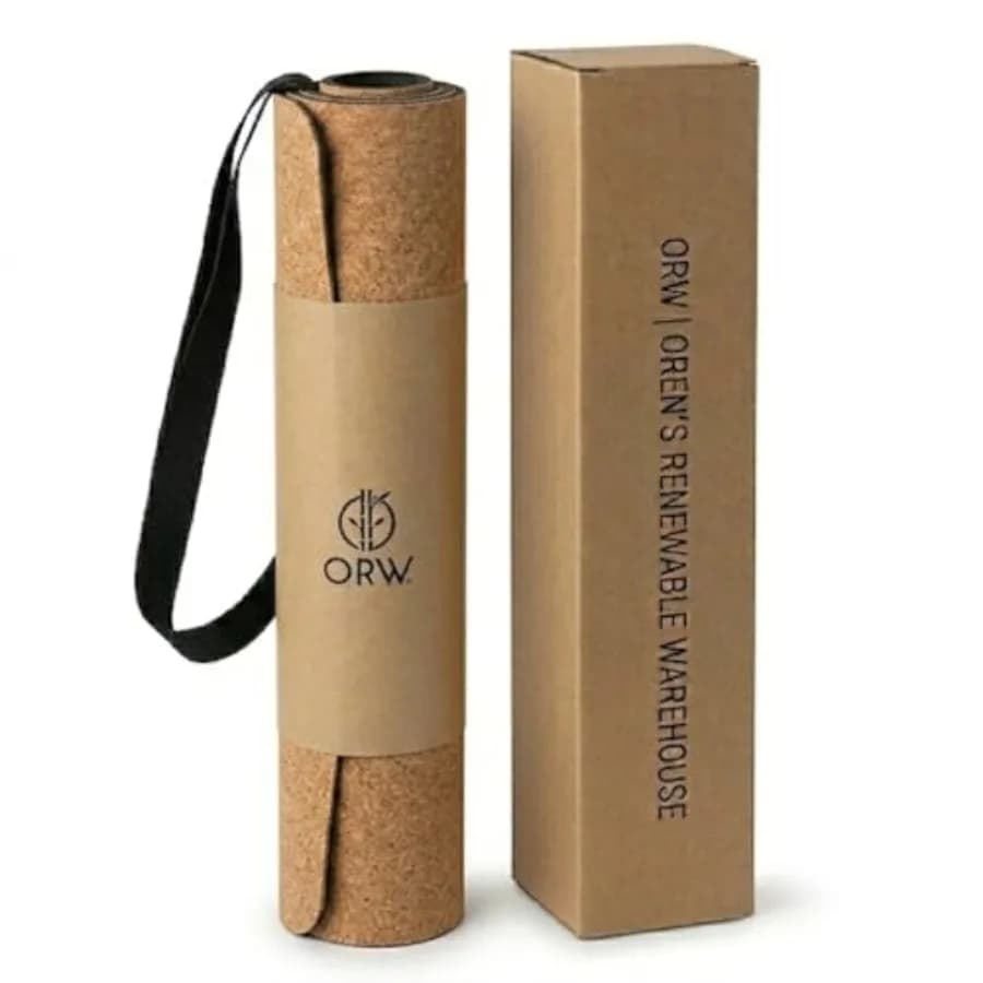 Tappetino Yoga in Sughero Naturale, Antiscivolo per Hot Yoga e Allenamento, Base in Gomma Naturale Spessa 4mm, Tappetino per Esercizi 72" x 24"