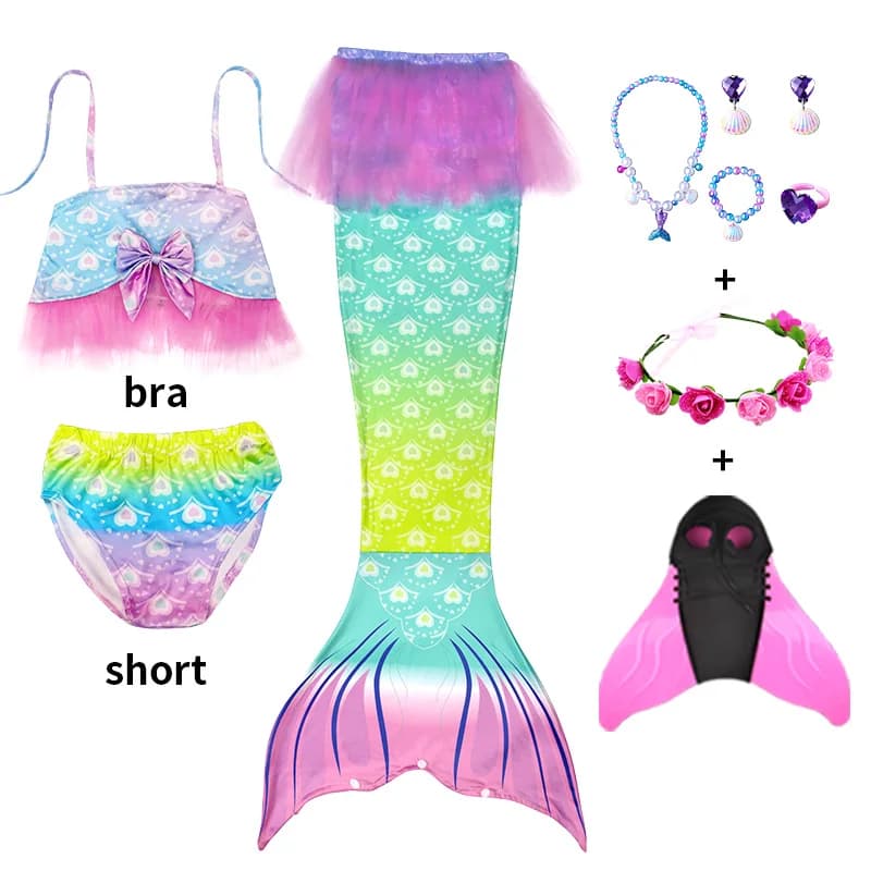 New Mermaid Tail for Girls Swimsuit Girl The Little Mermaid Costume Cosplay Halloween Clothes Bikini Suit for Swimming