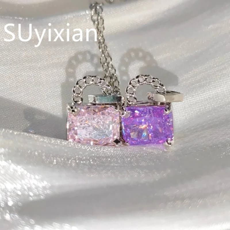 Collana in Argento Sterling 925 con Cristallo Taglio Fiore di Ghiaccio e Zirconio, Design a Forma di Lucchetto, Regalo di Compleanno e Anniversario