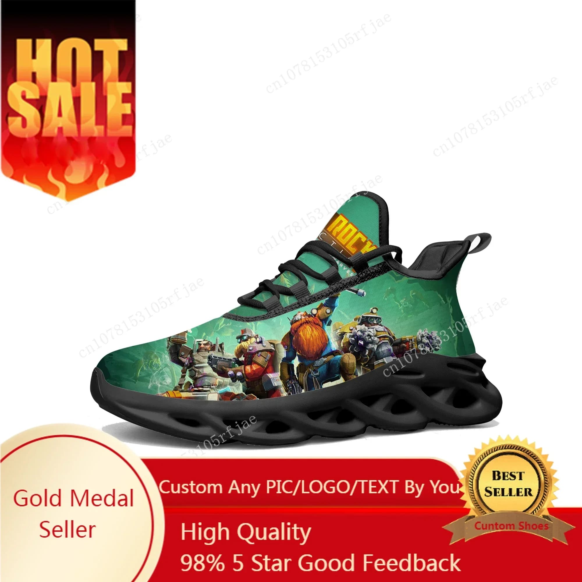 Deep Rock Galactic Flats Sneakers Cartoon Game Mens Womens Sports Running Shoes Tailor Made Lace Up Shoes