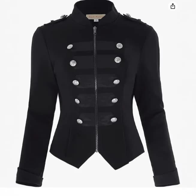 Giacca punk gotica da donna Slim Fit Retro Rock band Cappotto militare Steampunk Vintage Singer Clubwear Top