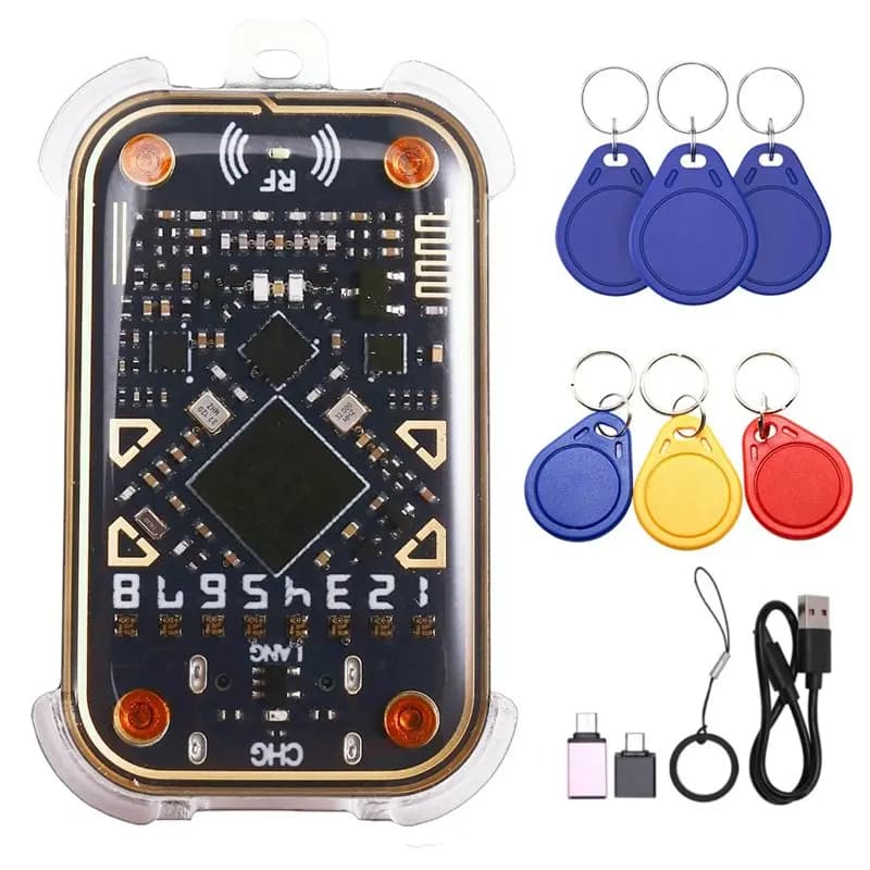 Emulatore di Chip RFID Chameleon V3.0, Lettore NFC, Duplicatore 125K 13.56M, Copiatore di Carte ID IC + 3 Portachiavi UID/CUID