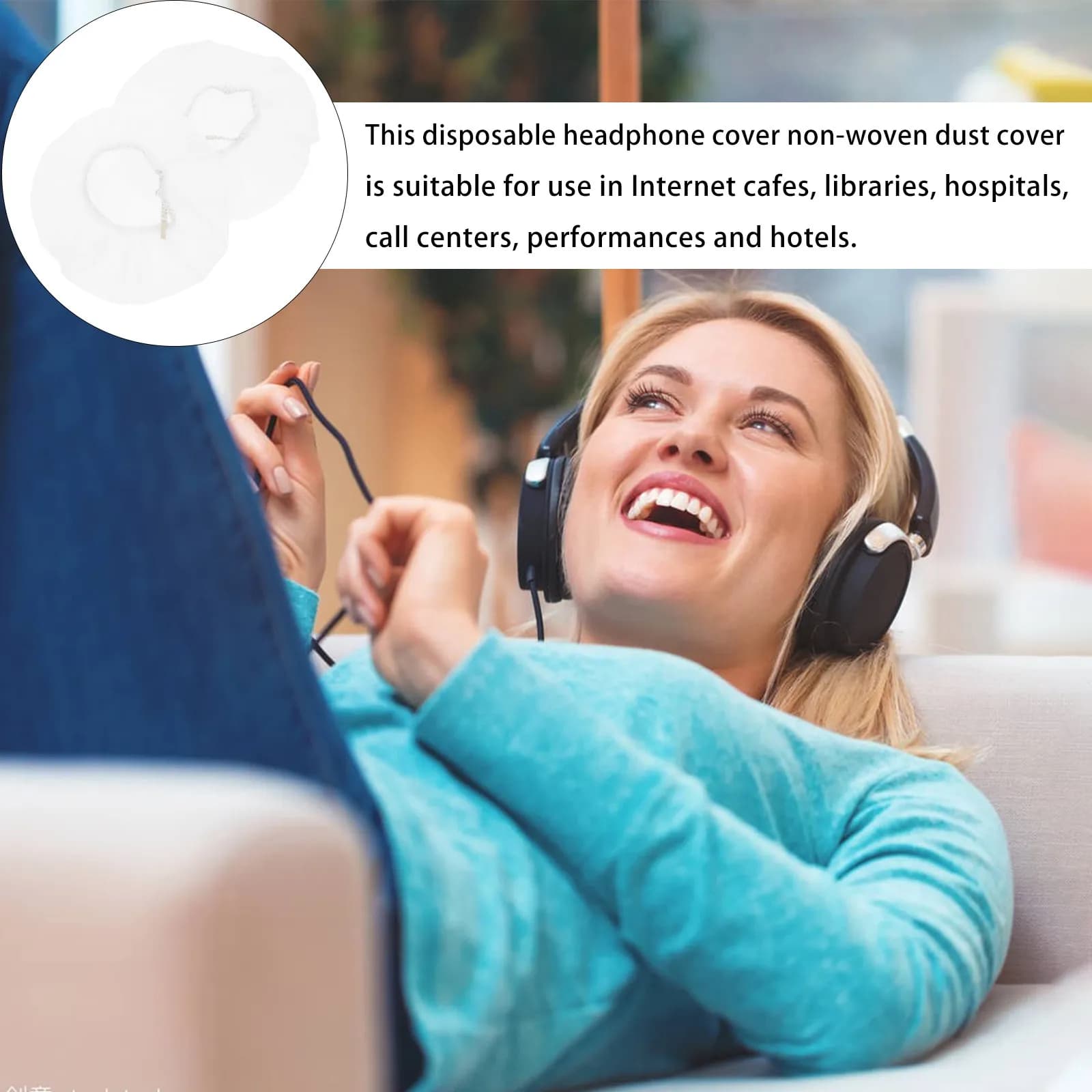100Pcs Non-Woven Disposable Headphone Ear Covers Earphone Protective Covers Sanitary Sweatproof Headset Cover for Gaming Running