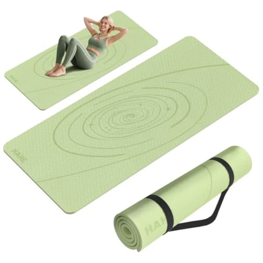 Tappetino Yoga Grande e Spesso, 193x81x0,8 cm, Tappetino per Esercizi POE con Superficie Antiscivolo e Cinghia di Trasporto, Tappetino Antiusura per Allenamento e Yoga
