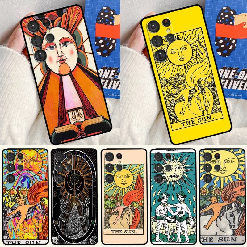 La carta dei tarocchi SUN Custodia morbida per Samsung Galaxy S25 Ultra S9 S10 S20 FE S21 S22 S23 Plus S24 Ultra Funda Cover