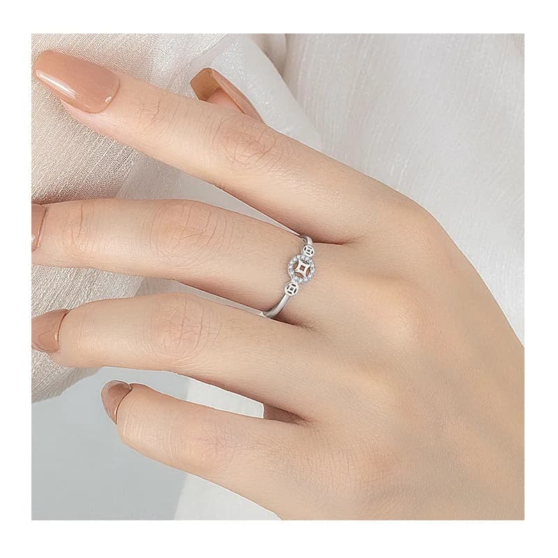 Anello Kalaini con Moneta in Rame Stile Nazionale, Anello Portafortuna da Donna dal Design di Nicchia