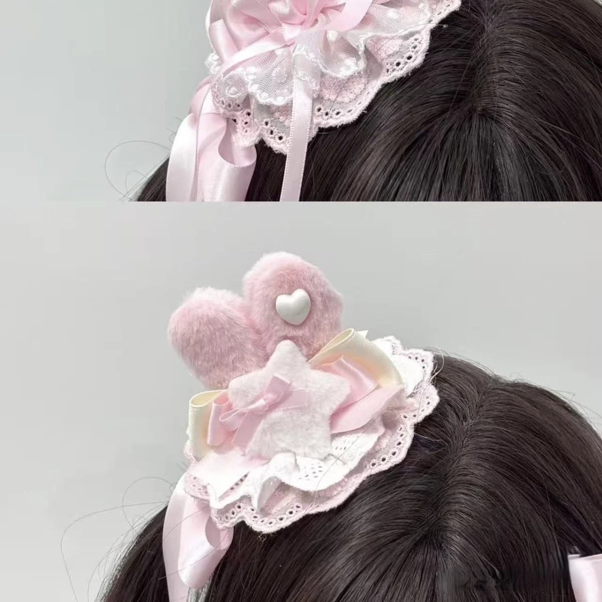 Cute Pet Bow Sweet Rabbit Ear Hair Clip Dog Princess Hair Accessory Pink Lace Hair Clip Dog Accessories for Small Dogs