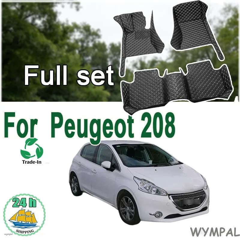 Car mats for Peugeot 208 A9 2012 ~ 2018 luxury leather mats durable carpets Set of rugs Anti dirty car accessories 2013 2014