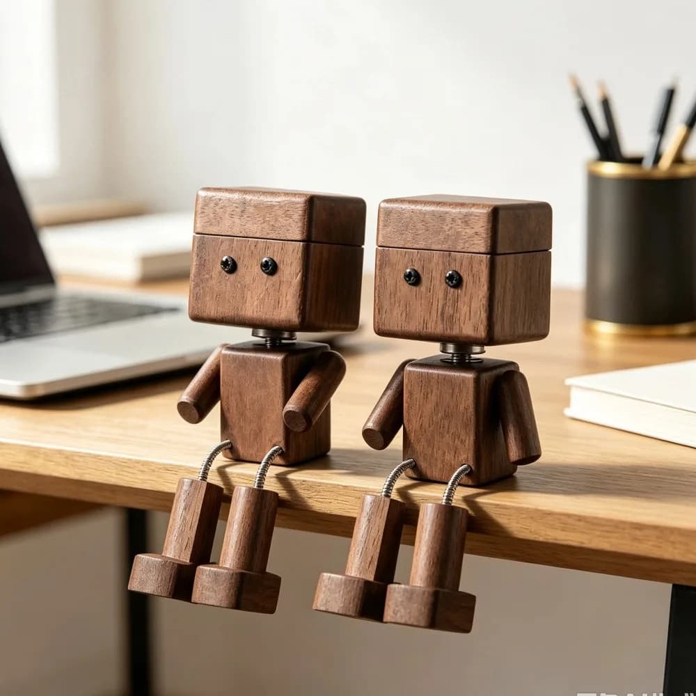 Wood Robot Car Air Vent Clip Aroma Diffuser Mini Wooden Robot Ornament Car Interior Fragrance Diffuser Desktop Home Decor Gift