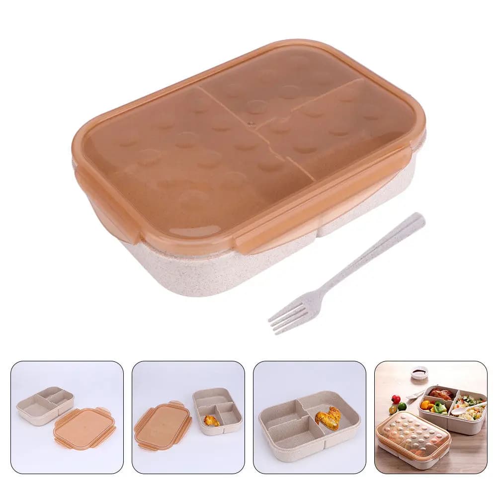 Set Premium di Contenitori per Pranzo in Plastica con Scomparti e Forchetta, Portatile per Ufficio, Scuola, Picnic, Insalata, Frutta, Riso