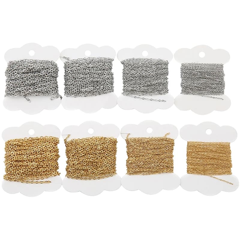 Catene per Collane in Acciaio Inossidabile PVD da 5 Metri, Non Sbiadiscono, Diametro 1 1.5 2 2.5mm, Lotti di Catene per Bracciali per Creazione di Gioielli Fai-da-Te
