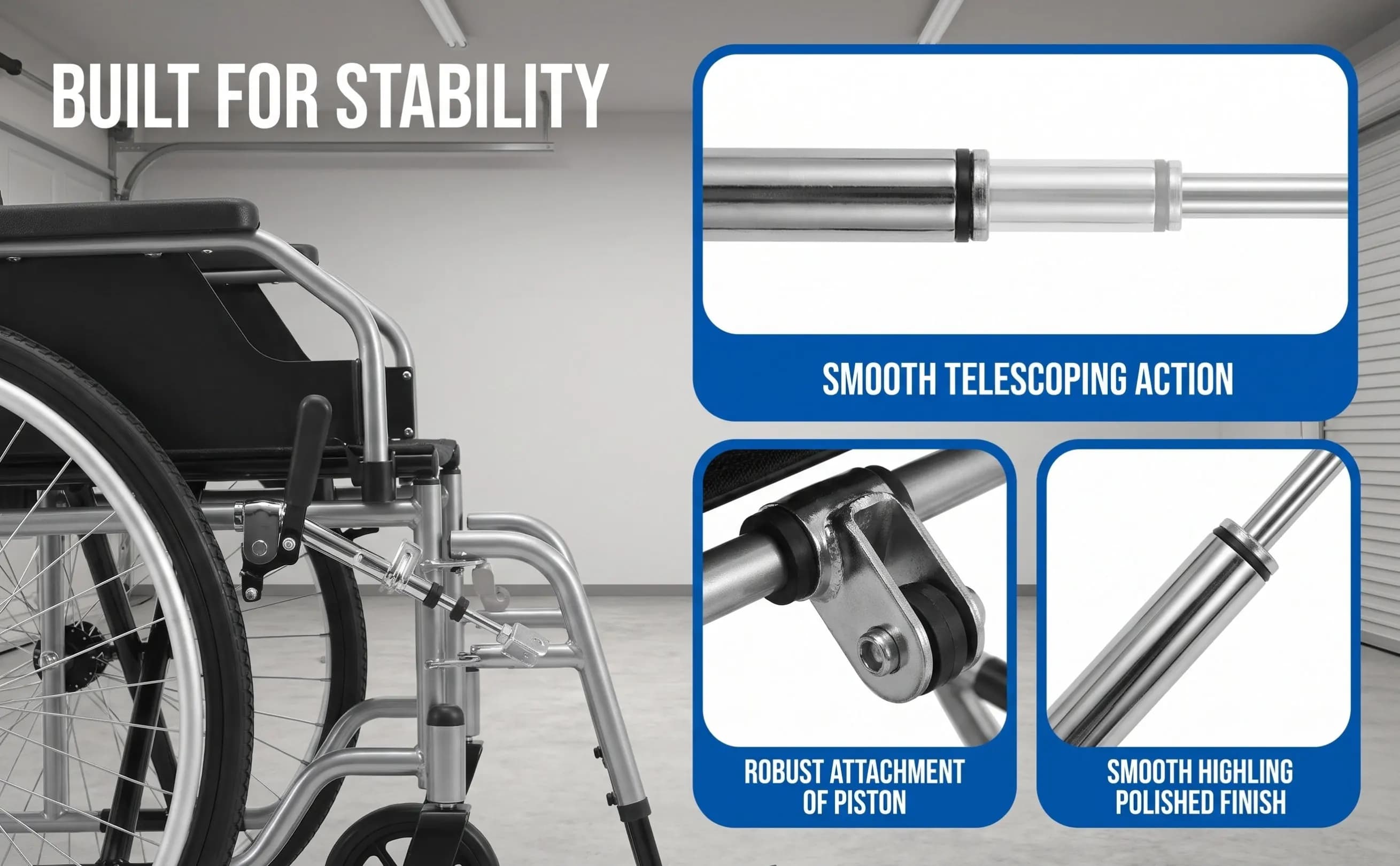 1Pair Wheelchair Piston Replacement Adjustable Backrest Support Rod Heavy Duty Telescopic Lift Cylinders Mobility Chair Gas