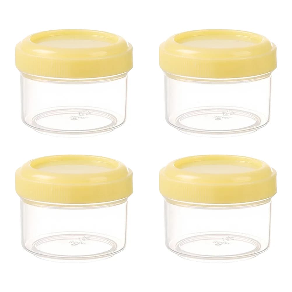 Contenitori per alimenti da 4 pezzi da 35 ml con coperchi, scatole impilabili in plastica per conservare salse, condimenti, snack, organizzazione per la preparazione dei pasti in cucina
