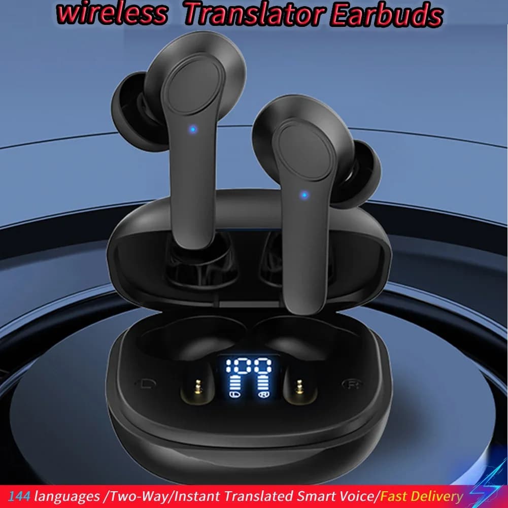 Cuffie Traduttore Intelligente B11, 144 Lingue, 99% di Precisione, Wireless BT, Supporto Online e Offline, Auricolari con Cancellazione del Rumore