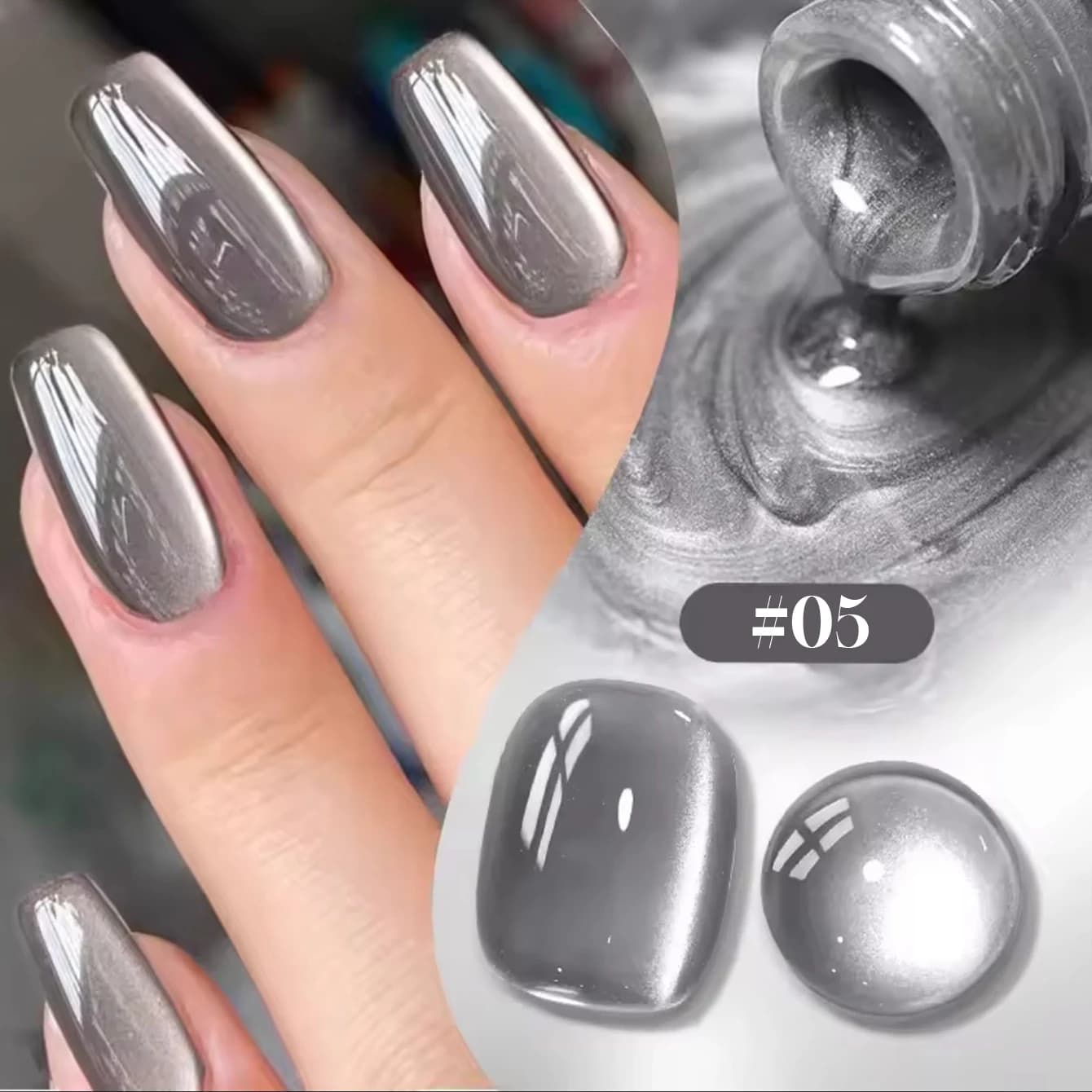 12ML 1Pz 2026 Nuovo Smalto Gel Occhio di Gatto con Perle di Vetro Trasparente Grigio per Nail Art, Effetto Sbiancante, Unghie Autunnali, Unghie Nere, Prodotti per Unghie