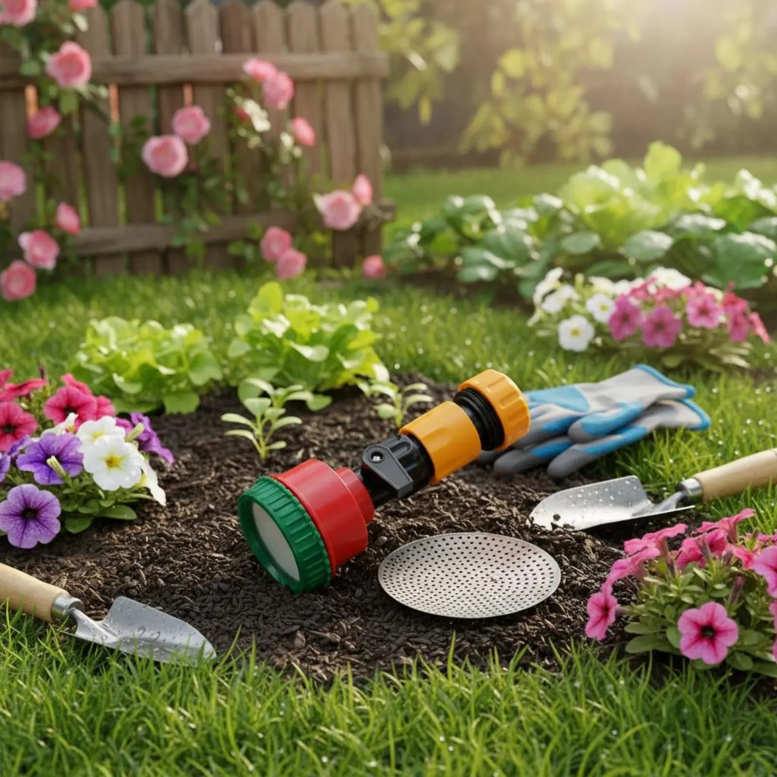 Irrigatore per Piante Giovani con Connessione Istantanea, Testina Spray a Maglia Fine, Doccetta per Tubo da Giardino con Controllo del Flusso Regolabile