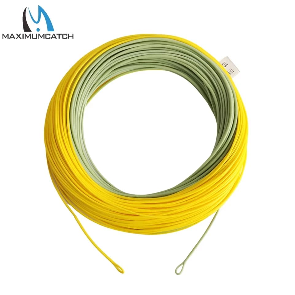 MAXCATCH Gold Fly Fishing Line 2-8WT 80/90/100FT Double Color Weight Forward Floating Fly Line with 2 Welded Loops