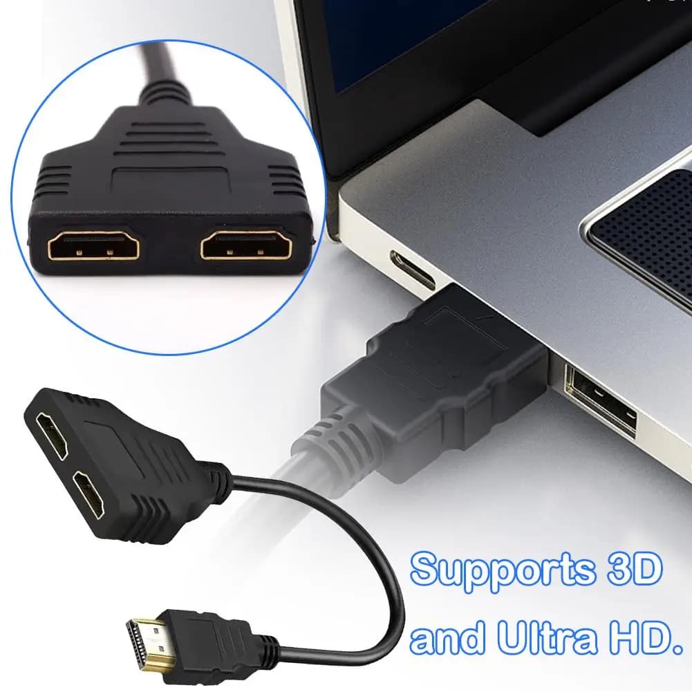 Adattatore splitter cavo compatibile HDMI 4K Convertitore 2.0 1 ingresso 2 uscite Compatibile HDMI maschio a 2 Compatibile HDMI UHD