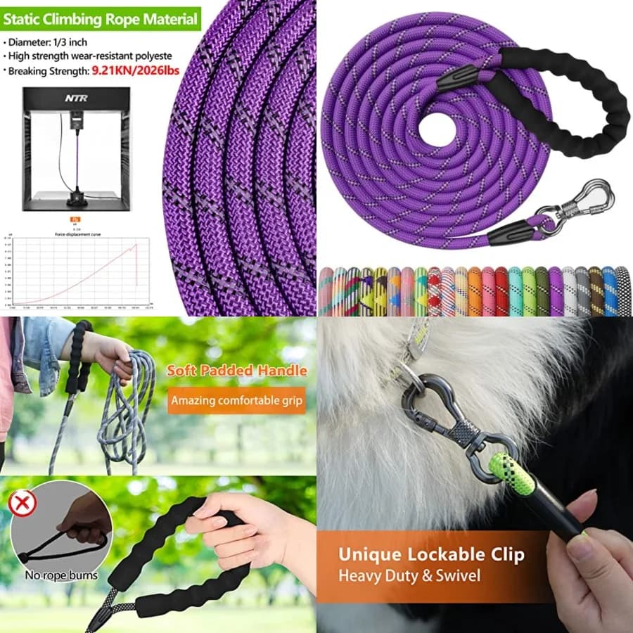 Guinzaglio Lungo, Guinzaglio Extra Lungo da 45 Metri per Cani di Taglia Grande con Gancio Girevole Bloccabile, Guinzaglio Resistente per Passeggiate, Caccia, C