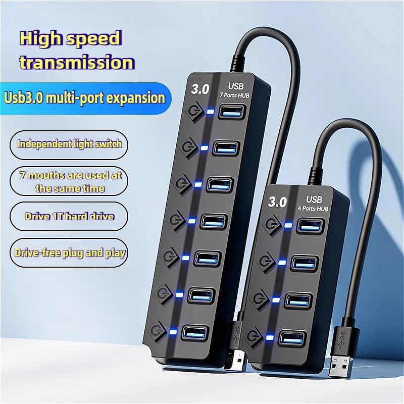MINGCVIL 30CM Cavo USB 3.0 4/7 Porte Multi USB Splitter Hub 3.0 Hub USB Espansore multiplo Switch Hub Docking Station
