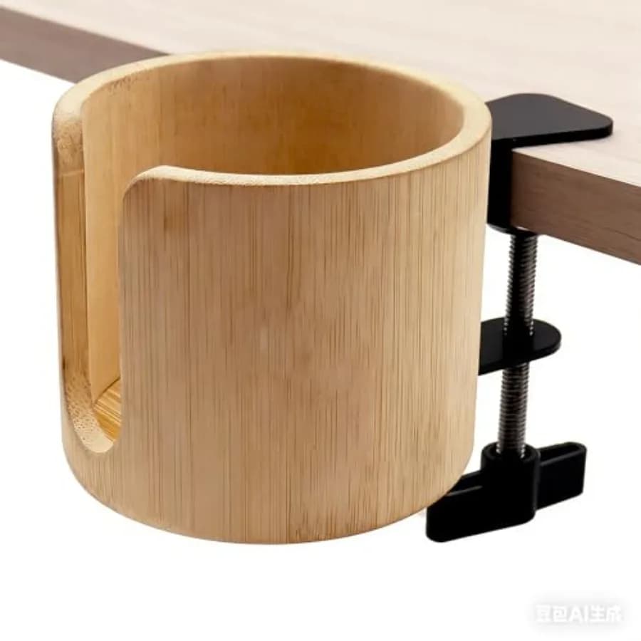 Desk Cup Holder Clamp, Anti-Spill Table Edge Cup Holder Clip for Office Home and PC Gaming Desk Accessories
