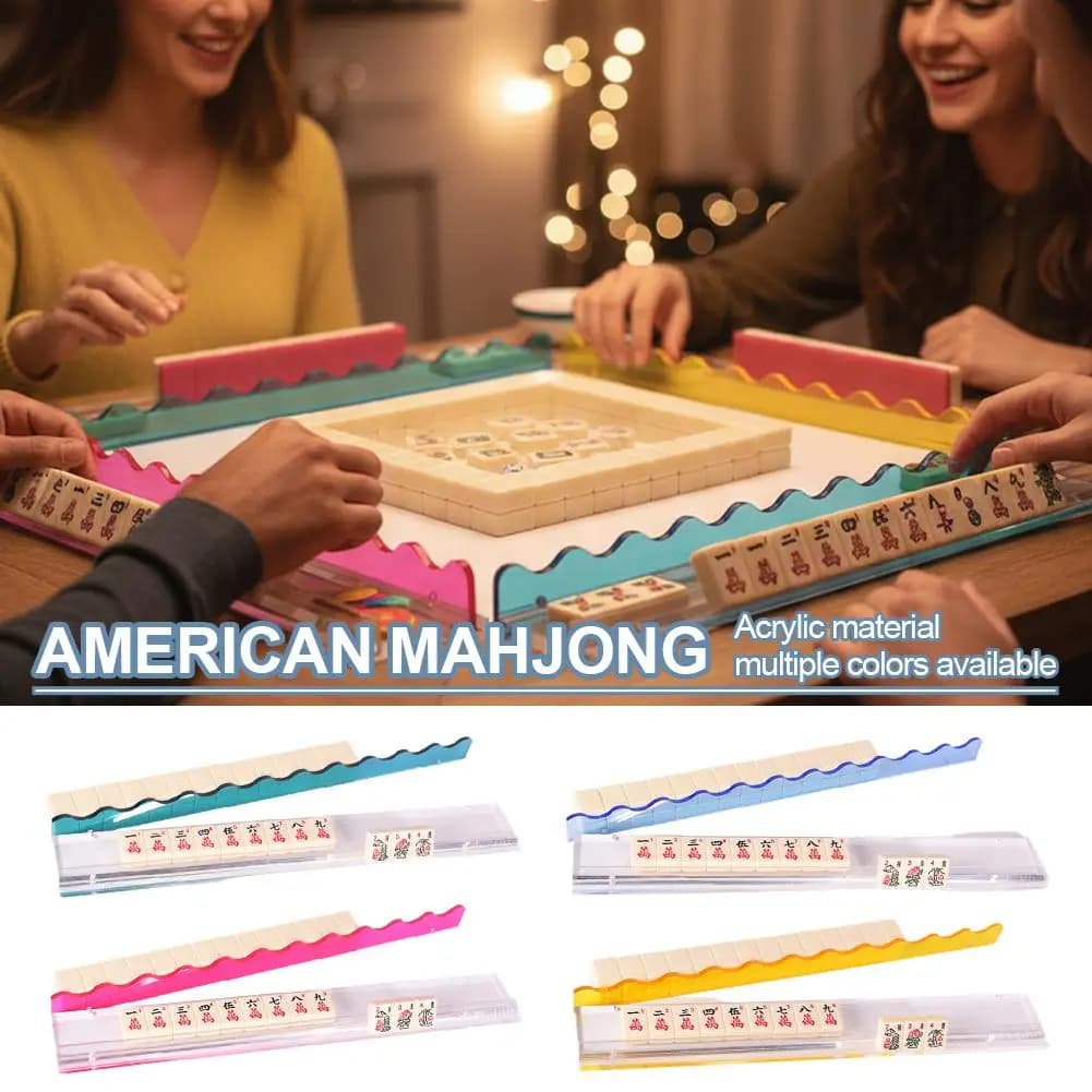 Supporto per Tessere Mahjong da 17 Pollici in Acrilico, Montaggio Rapido, Trasparente, con Righello per Carte e Attacco Magnetico, Ideale per Riunioni Familiari