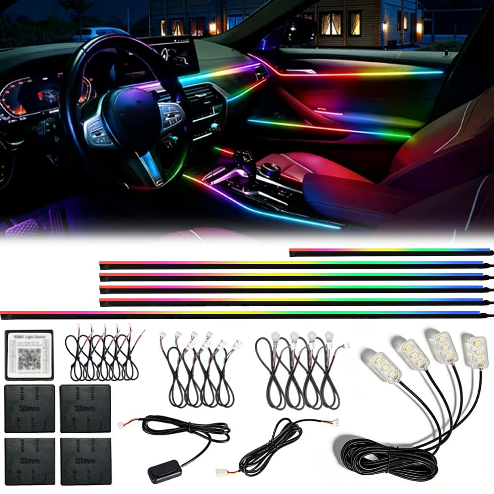Luce Ambientale LED Sinfonica 6/10/14/18/22 in 1 per Interni Auto, Striscia RGB Neon Acrilica a Colori Completi, Lampada Decorativa Atmosferica
