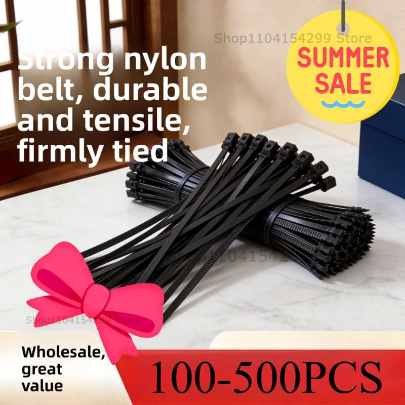 Cable Strap Black Cable Binder Resealable Cable Tie Multi Functional Self-Locking Cables Organizer for Workshop Household Wiring