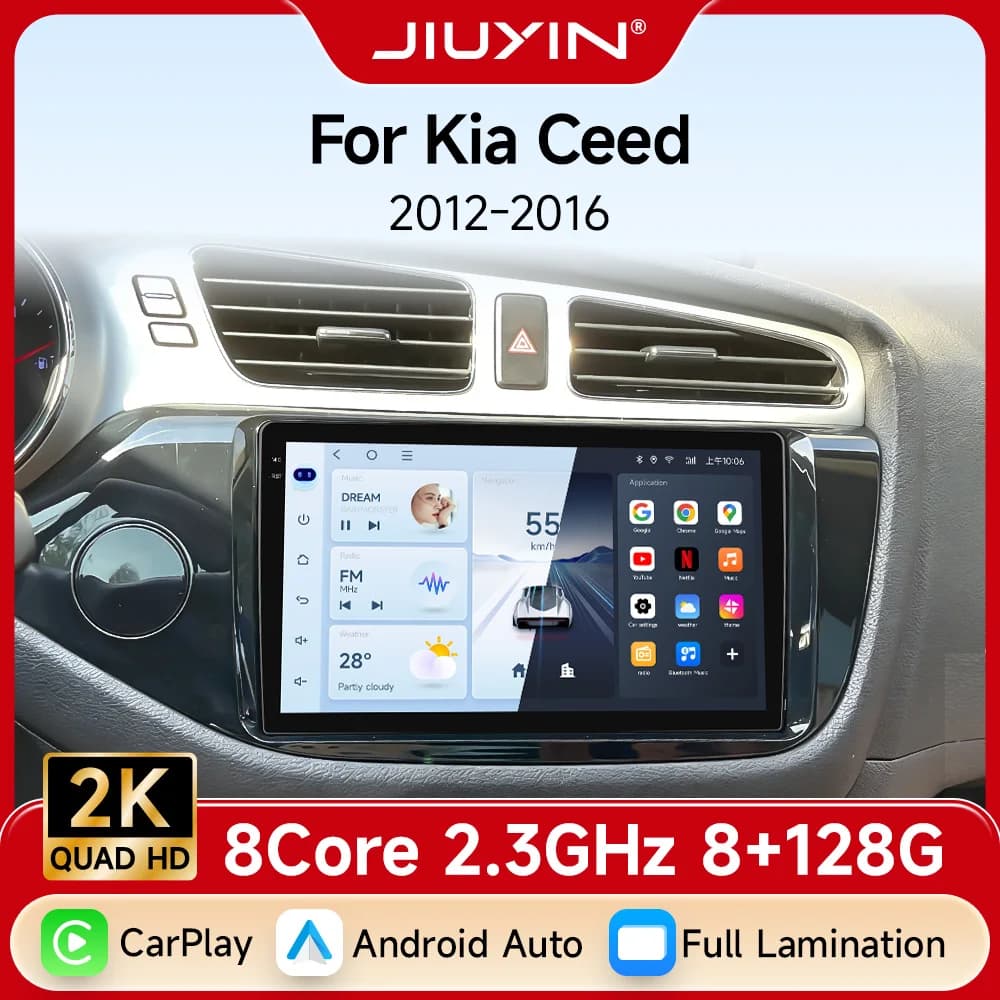 JIUYIN 2 din Android Auto 2K Radio per KIA CEED JD Cee'd 2012-2016 Carplay Car Multimedia GPS Navigazione 2din Autoradio Wifi