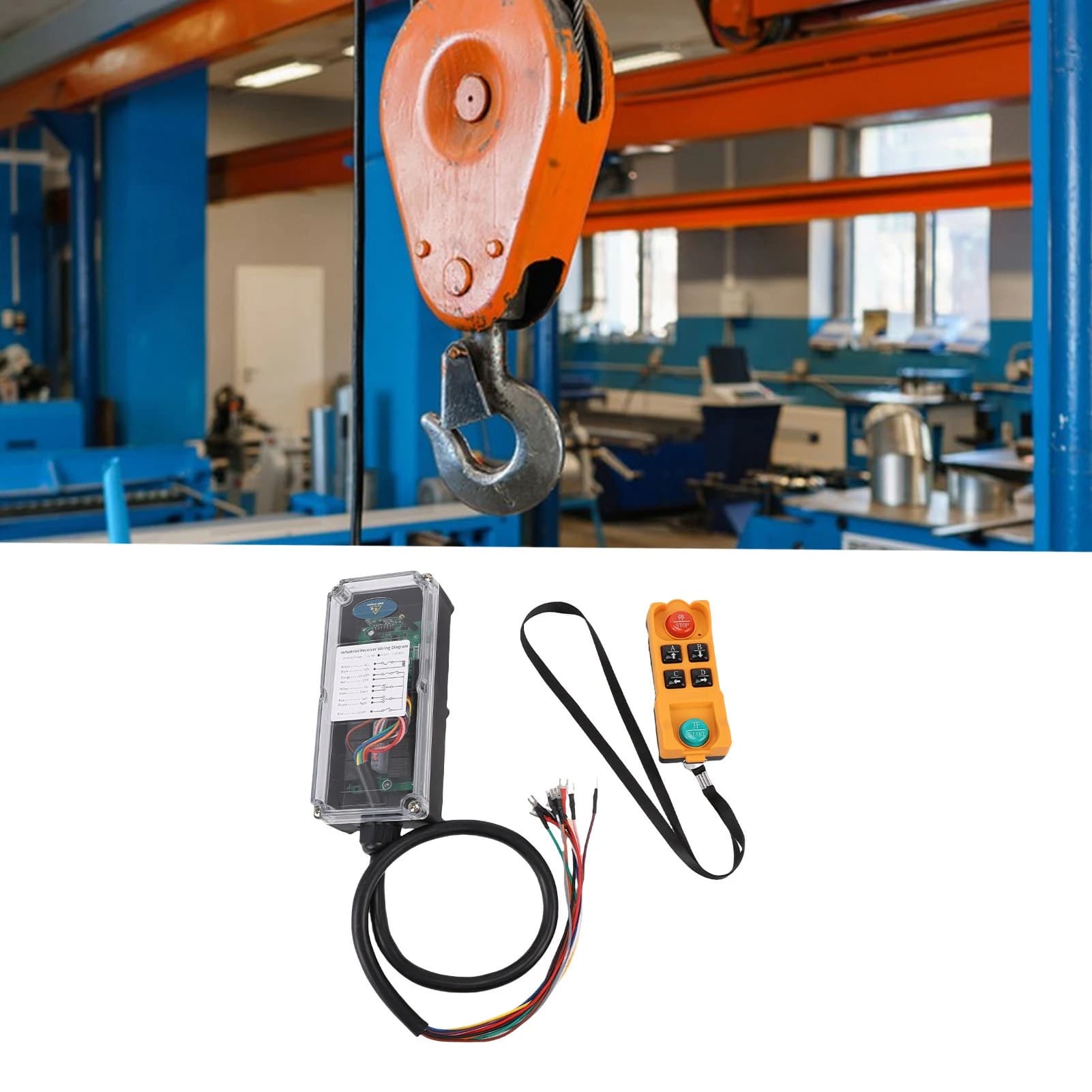 Telecomando Wireless per Gru AC220V a 6 Pulsanti, 4 Direzioni, Monocomando per Paranchi Elettrici Industriali, Gru a Ponte e Gru su Camion