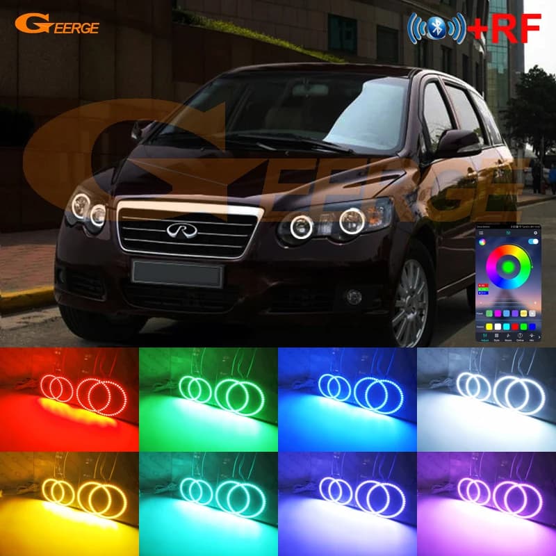 Per Chery B14 Eastar CrossEastar Rely V5 Luce diurna Bluetooth APP Ultra luminoso multicolore RGB LED Angel Eyes Kit Halo Anelli