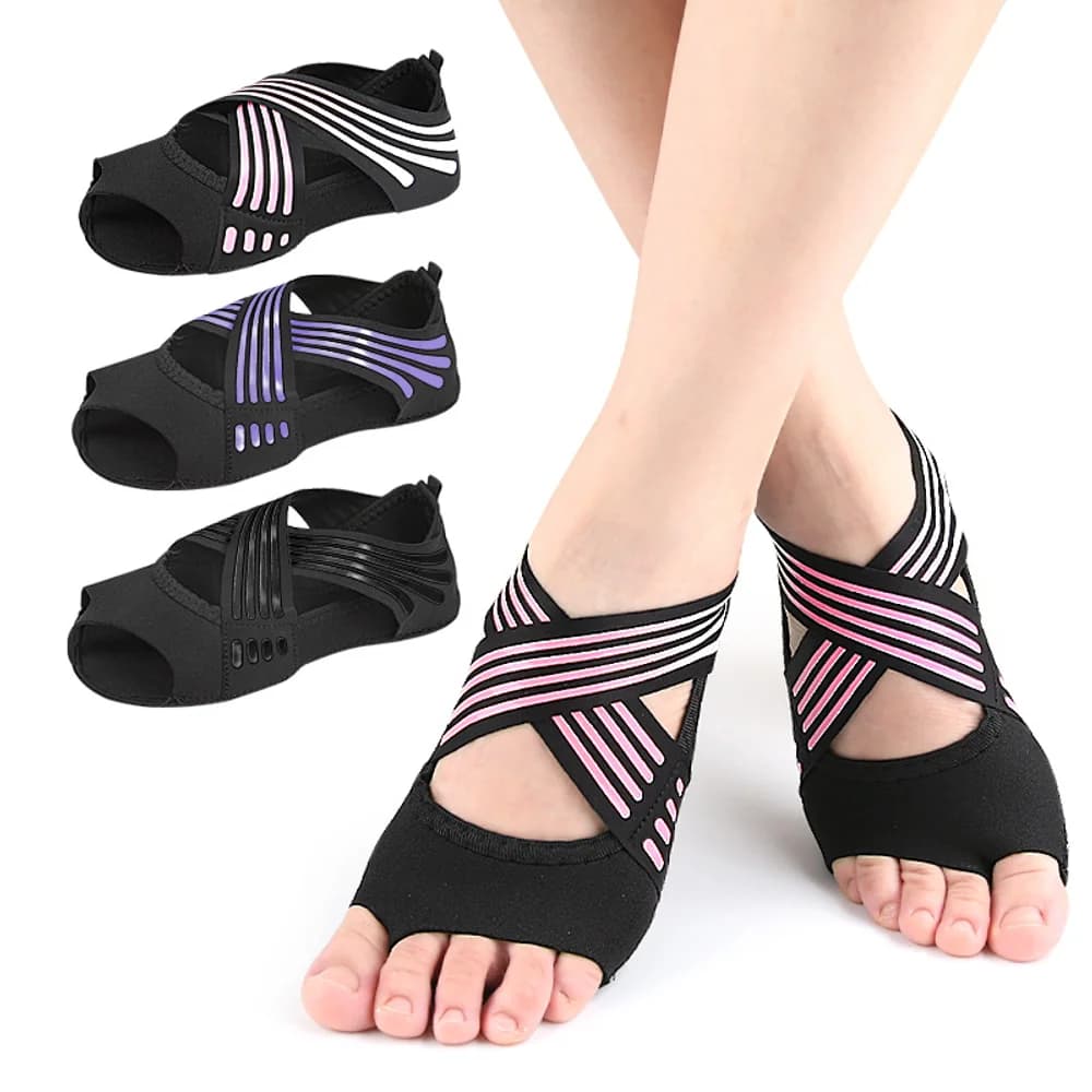 Scarpe da yoga leggere, antiscivolo, con suola morbida e passanti per le dita, ideali per Pilates, danza e allenamento sportivo, con design che lascia scoperte le dita.