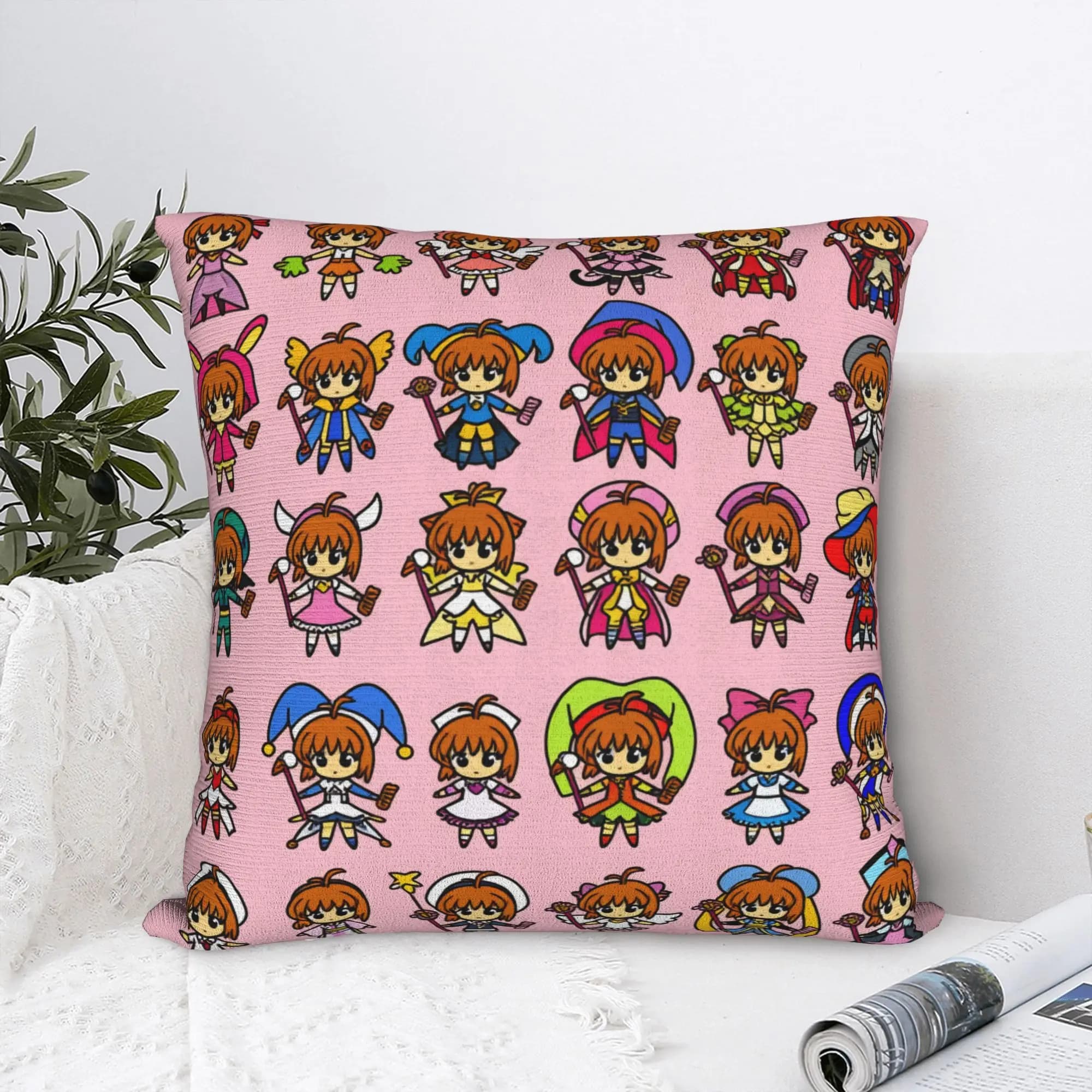 Federe per cuscini Sakura Magical Cartoon Anime, federe carine e divertenti per divano, auto, decorazioni per la casa, comode fodere per cuscini