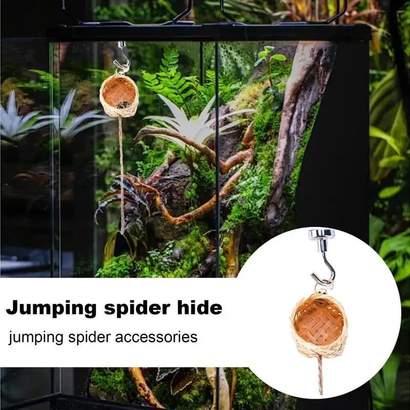 Nest to hide spider for pets with climbing rope Natural cage decoration for small animals for home and outdoor garden