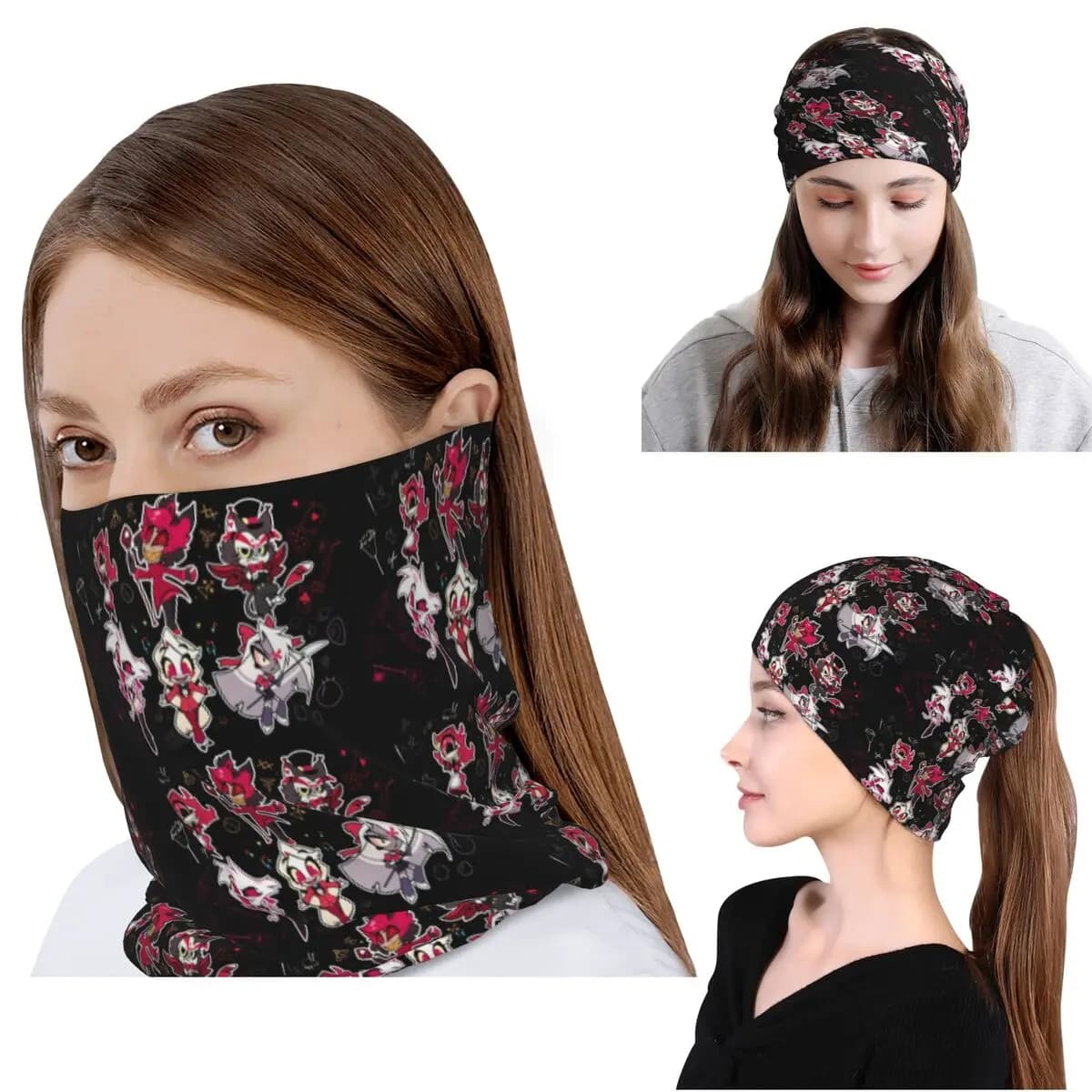 Hazbin Hotel Bandana Neck Gaiter Wrap Scarf Sciarpa multifunzione per ciclismo, berretto per uomo, donna, adulto, per tutte le stagioni